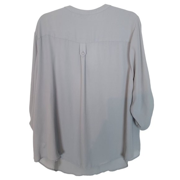 Torrid Womens 2X Gray Split Neck Harper Georgette Pullover 3/4 Sleeve Blouse - Picture 8 of 9